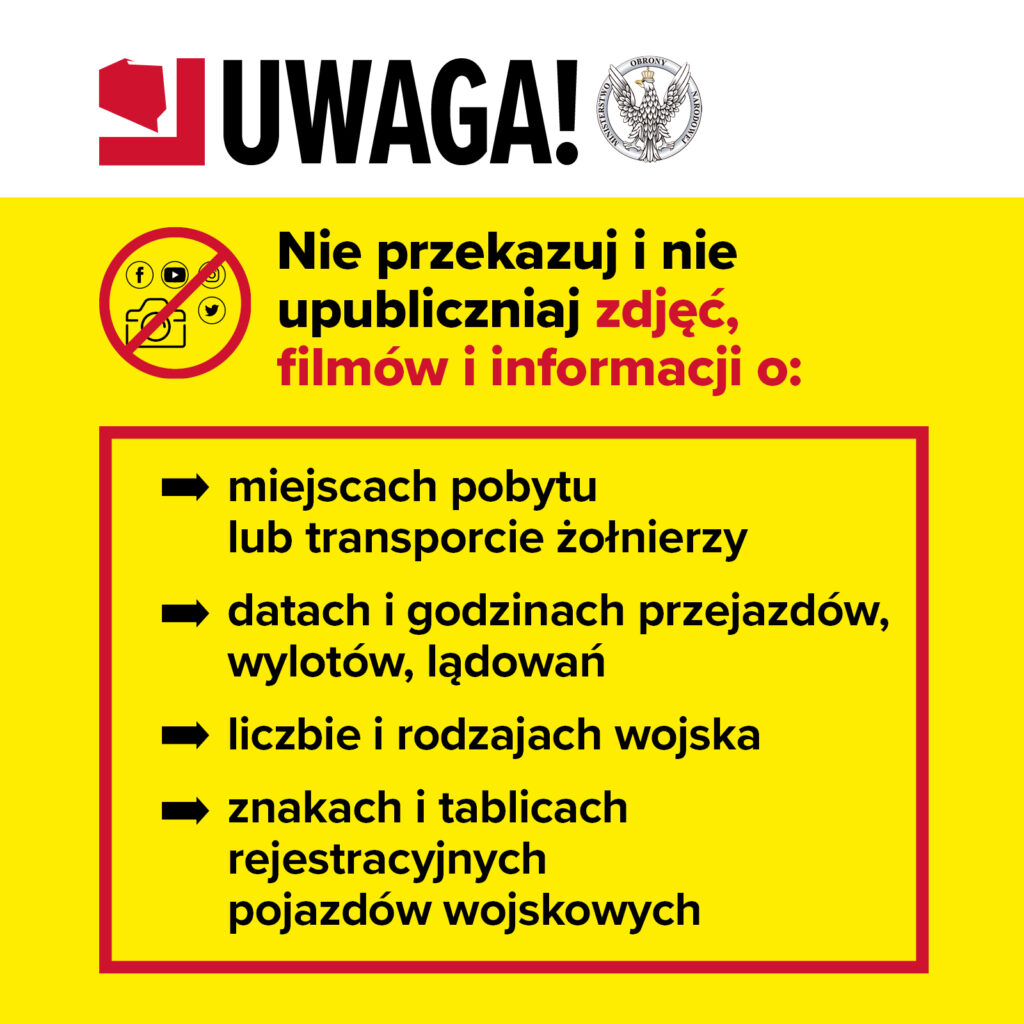 Ostrzeżenie o niepublikowaniu zdjęć wojsk polskich w sieci - Informacja o ćwiczeniach wojskowych