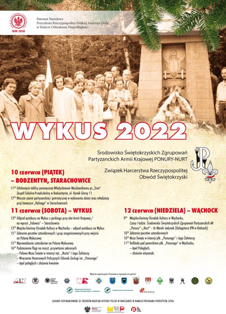 plakat z programem uroczystości - Zaproszenie na uroczystości "Wykusowe" 2022