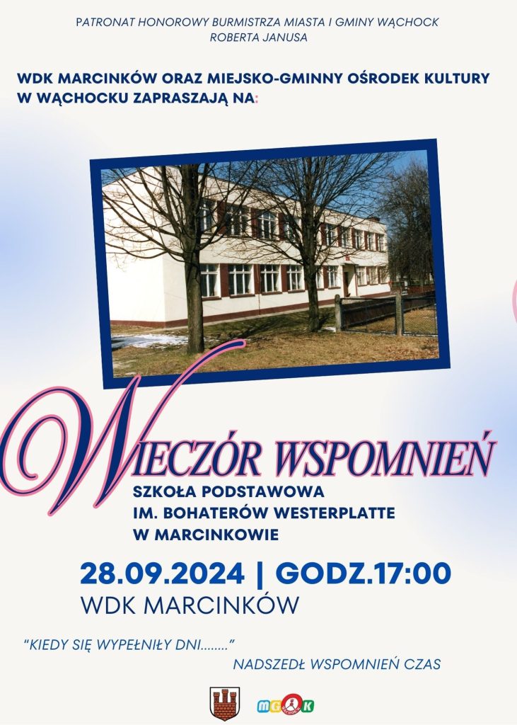 plakat - wieczór wspomnień w Marcinkowie 