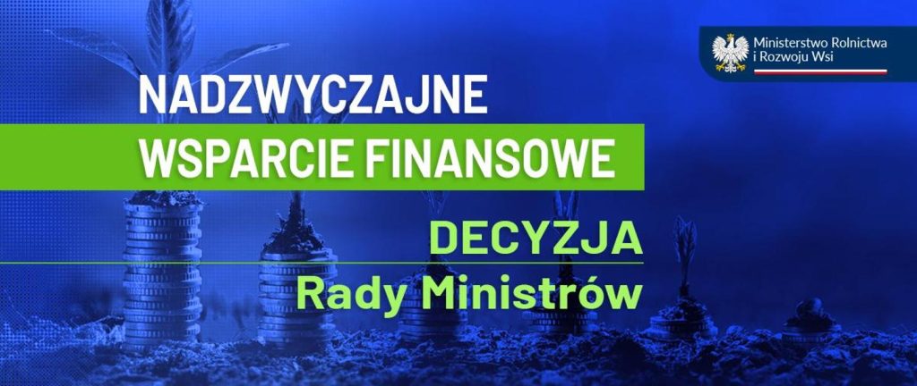 plakat z napisem nadzwyczajne wsparcie finansowe - decyzja rady ministrów