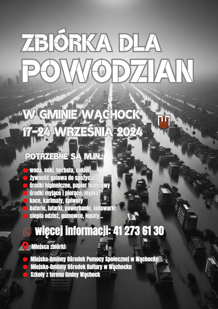 plakat "zbiórka dla powodzian"