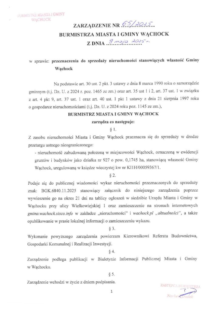 zarządzenie burmistrza