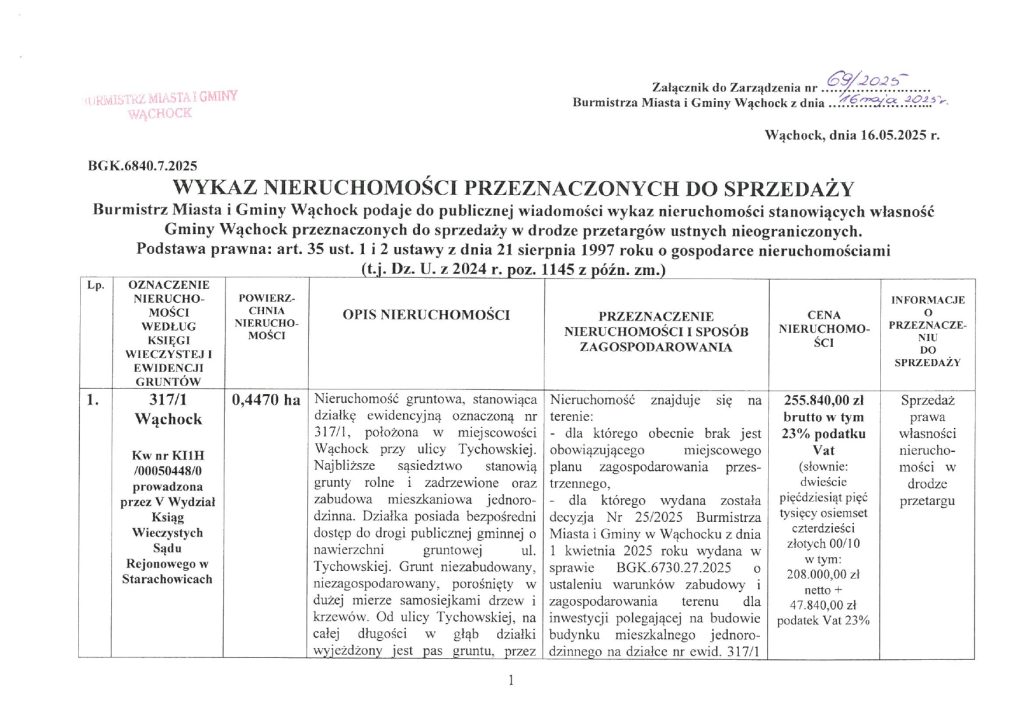 wykaz nieruchomość str. 1