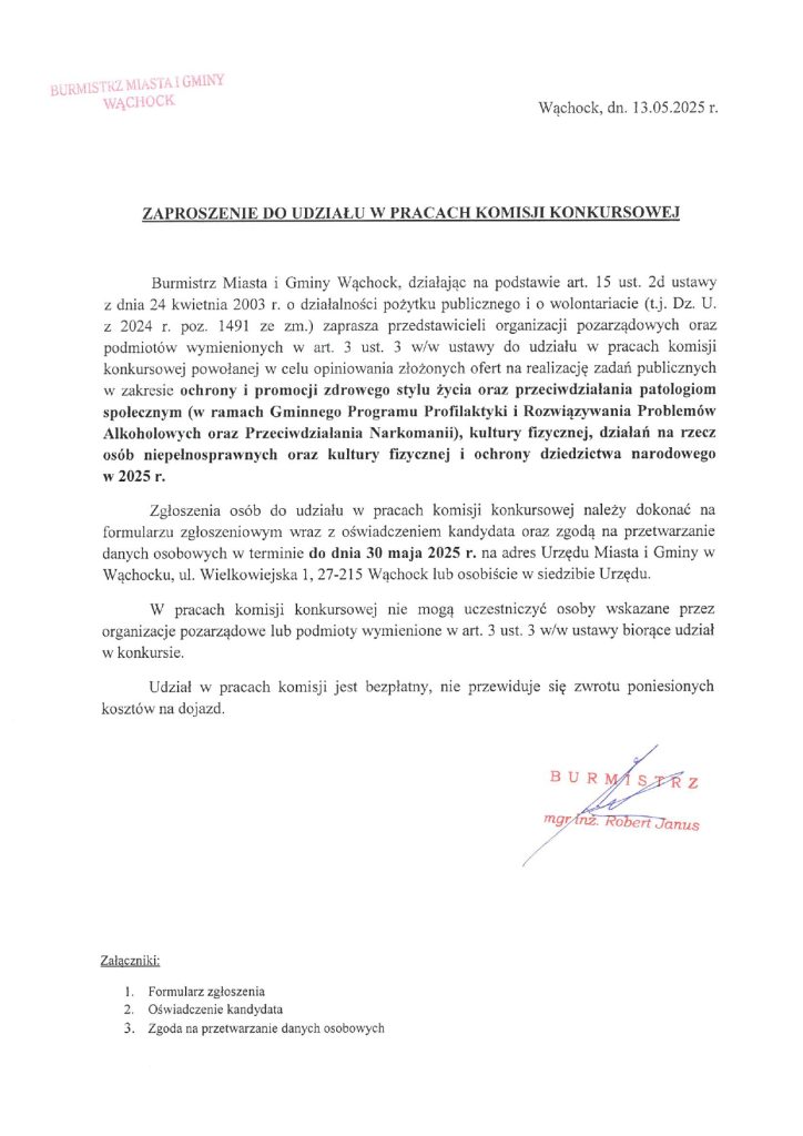 Zaproszenie do udziału w pracach