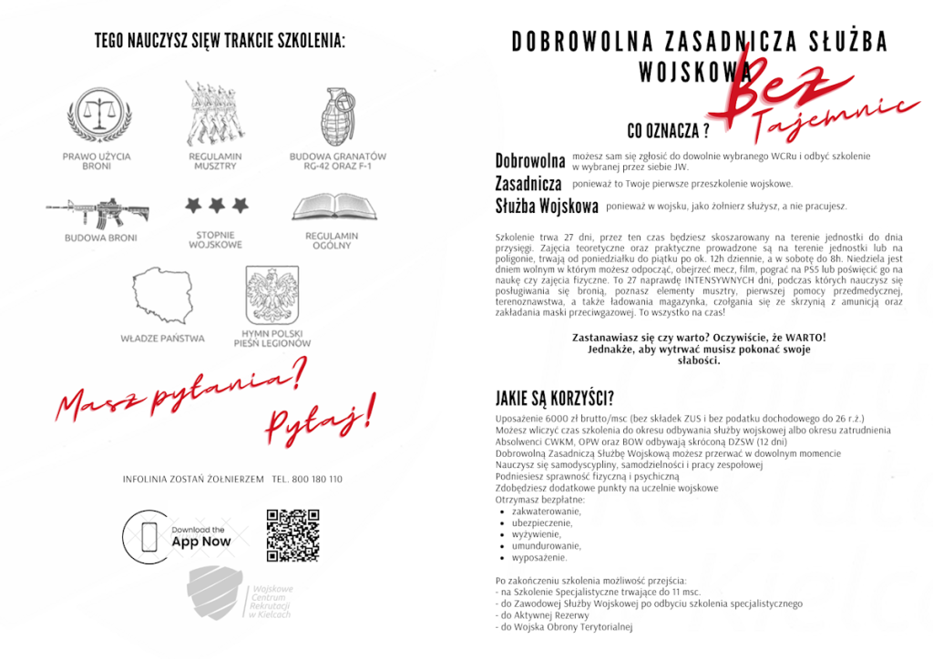 ulotka z treścią z artykułu