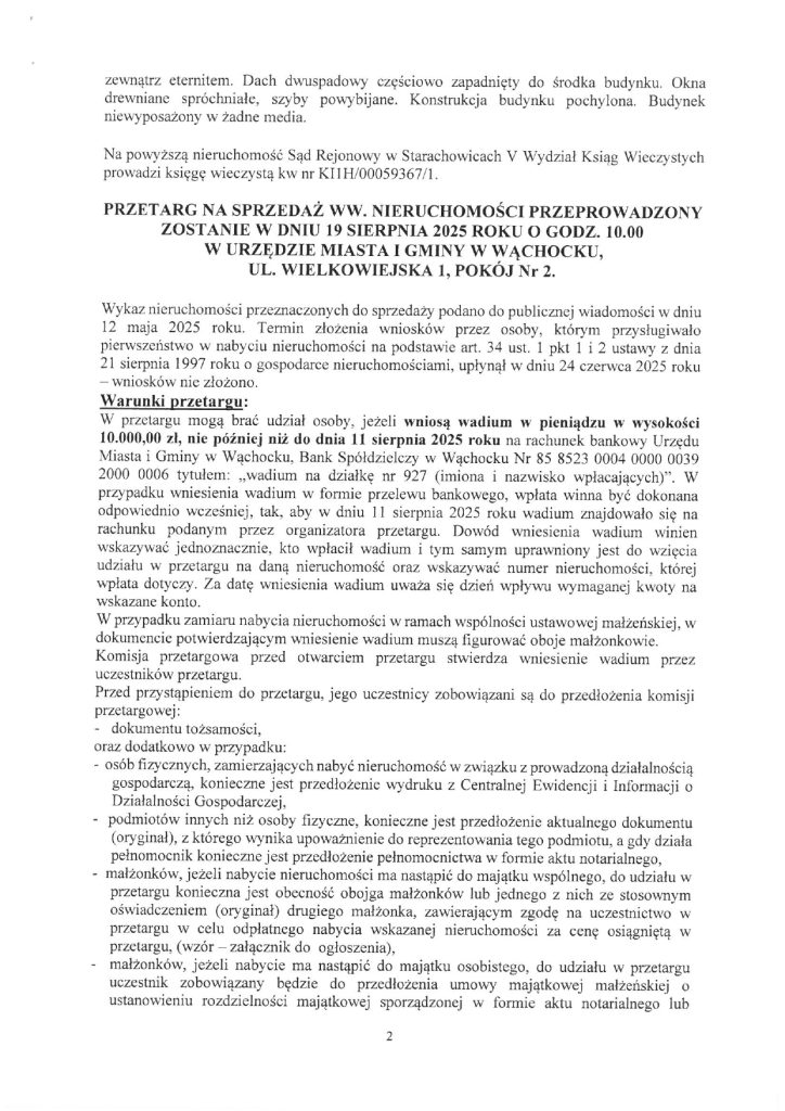 informacja o przetargu - treść