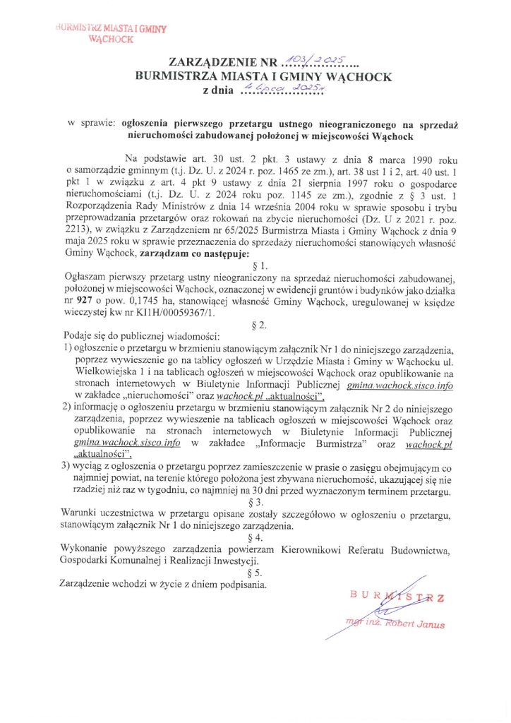 treść zarządzenia