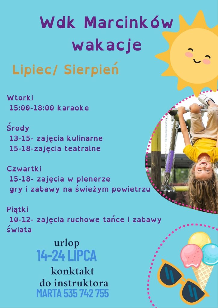 plakat z informacją o zajęciach