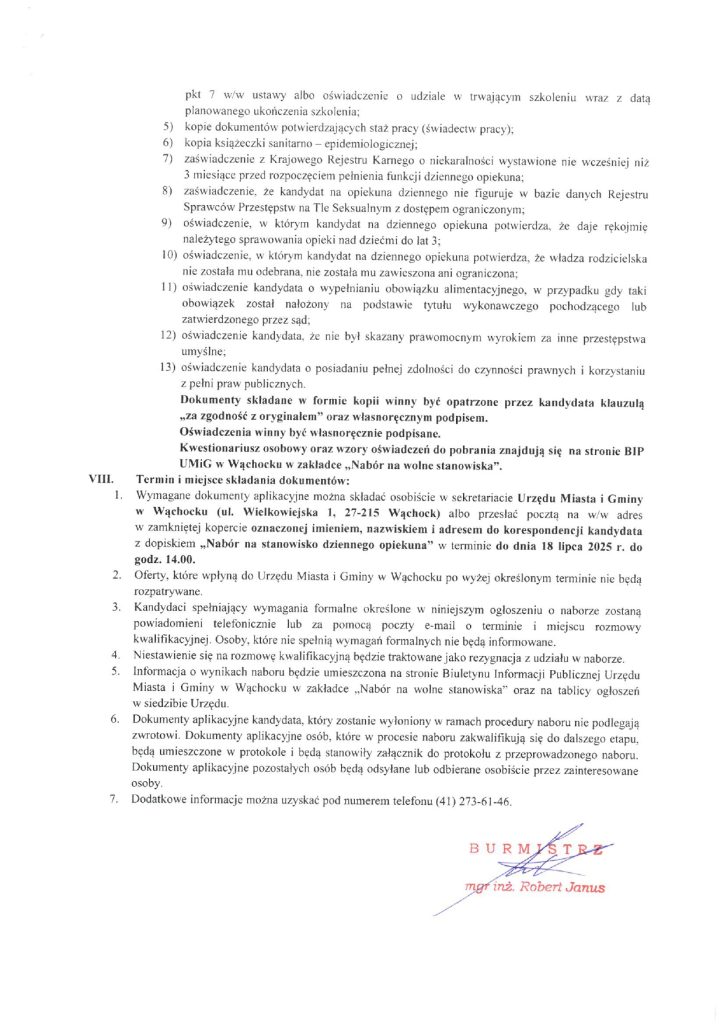 ogłoszenie o naborze - treść