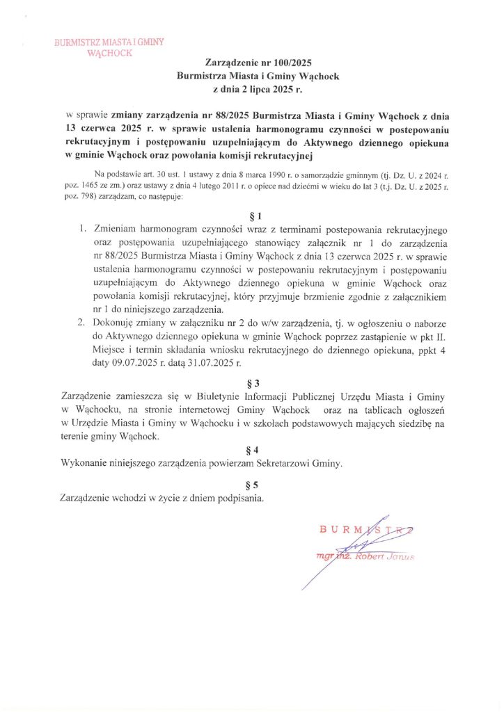 treść zarządzenia