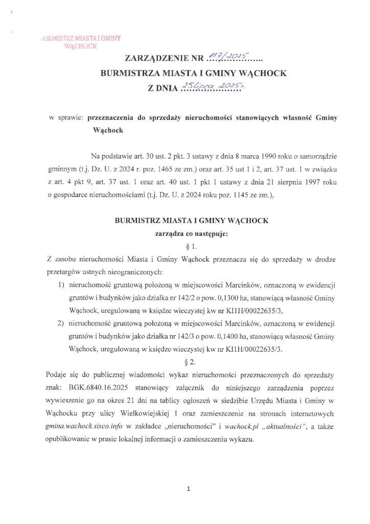 treść zarządzenia 