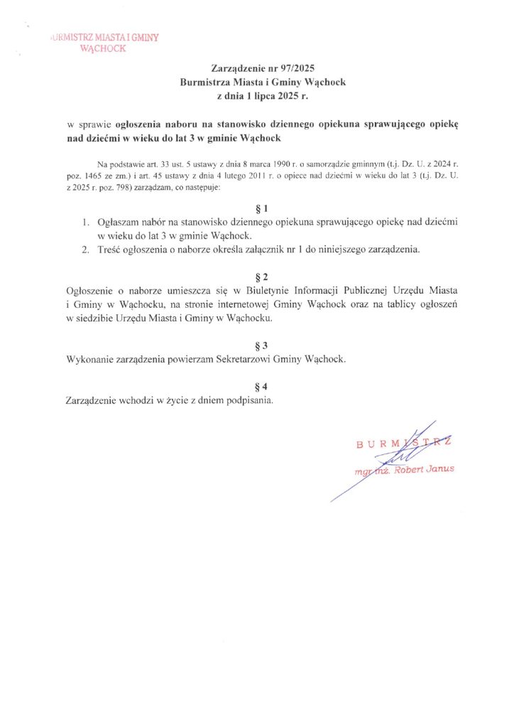 zarządzenie - treść