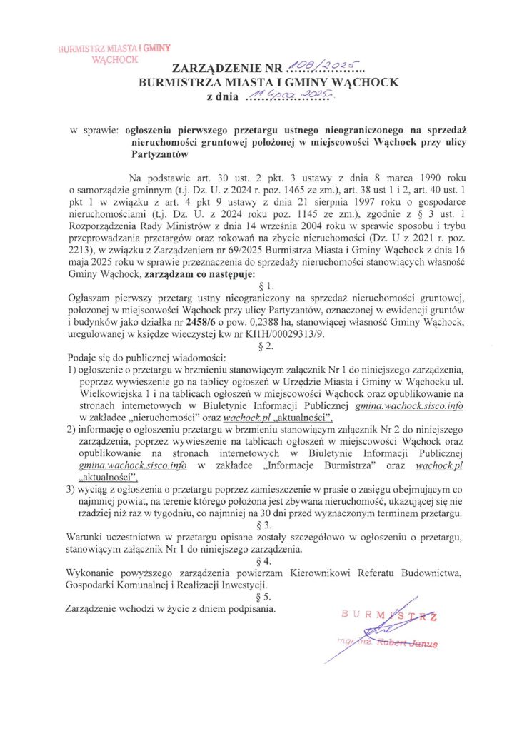 treść zarządzenia