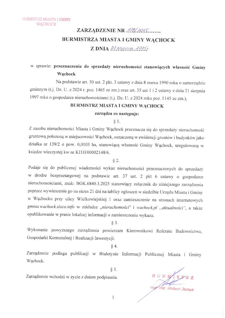 treść zarządzenia