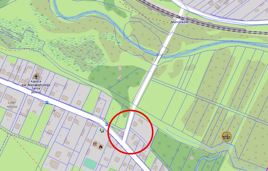 mapa z zaznaczonym odcinkiem, który będzie niedostępny dla ruchu