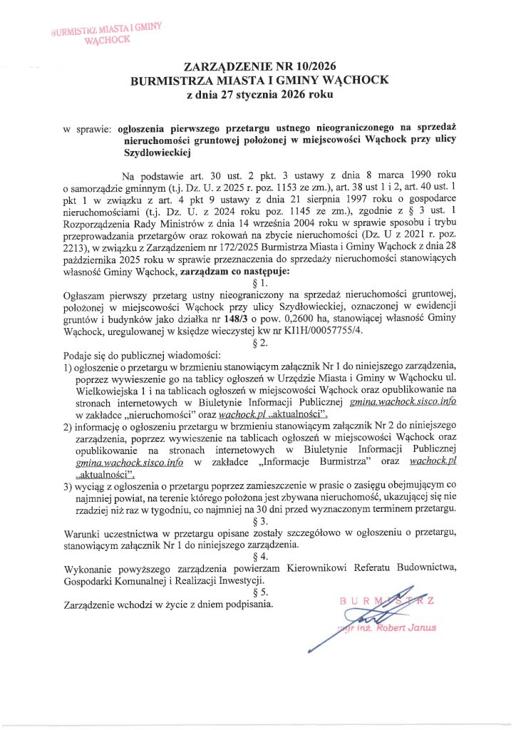 treść zarządzenia