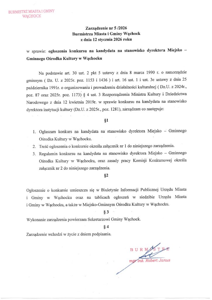 treść zarządzenia