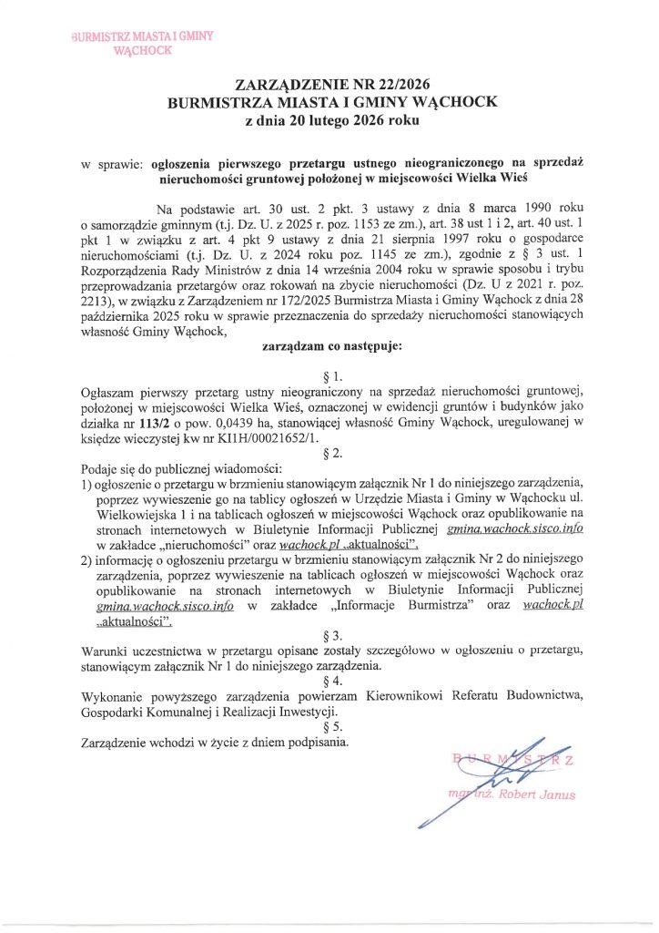 treść zarządzenia